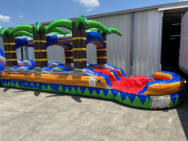 Fire Blast Dual Lane Slip n Slide with Pool