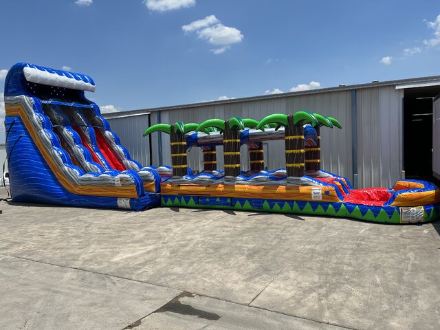 Wet 24 ft Fire Blast Dual Lane Water Slide with Slip n Slide