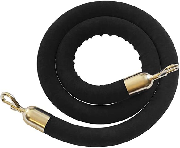 Black Velvet Rope with Gold Ends Black Velvet Rope with Gold Ends
