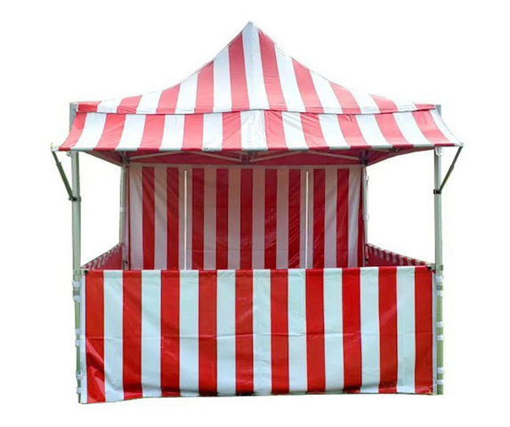 10x10 Carnival Pop Up Tent - Red and White Top